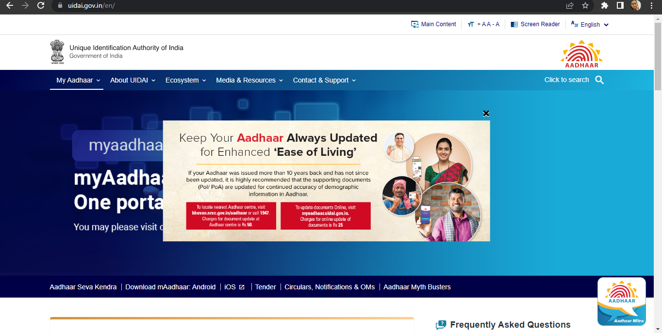 Visit the Official Portal of UIDAI