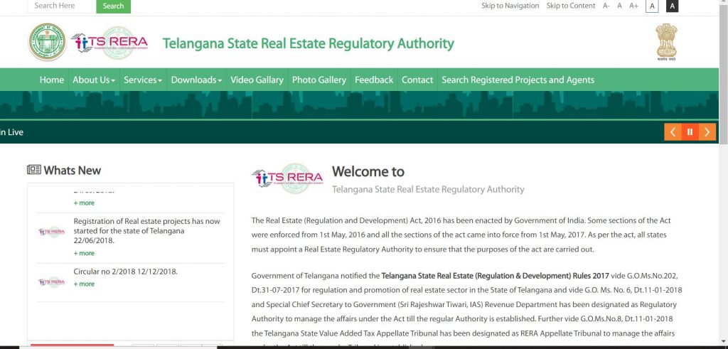 Visit RERA Telangana login webpage