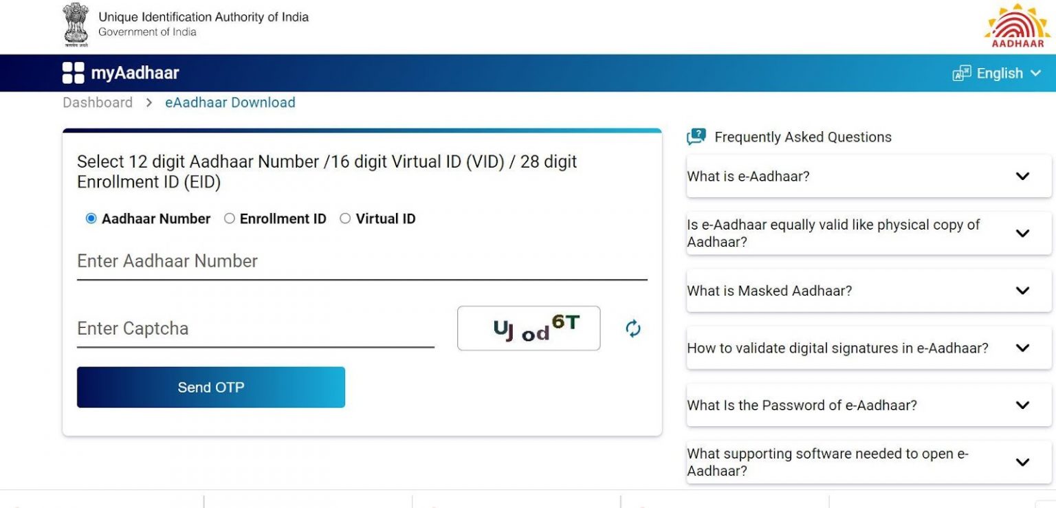 E-Aadhaar Card Download - How to Download Aadhaar Card Online