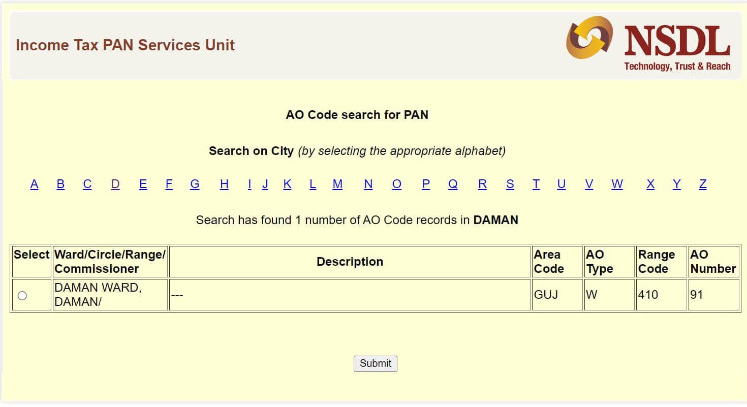 Check Area Code and AO Type