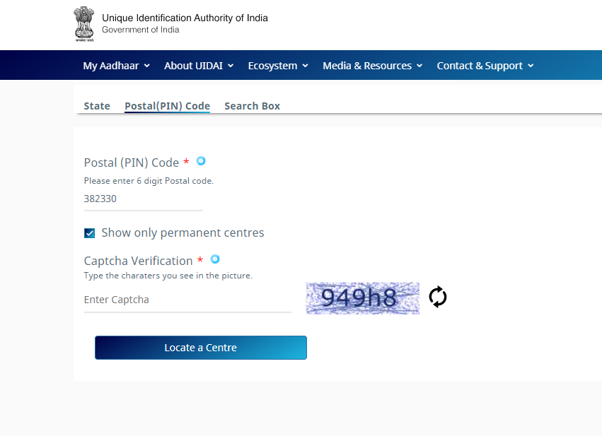 Enter your Postal Code and the Security Code