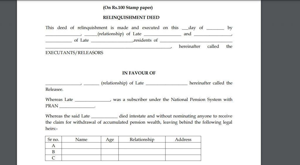 Relinquishment Deed Format