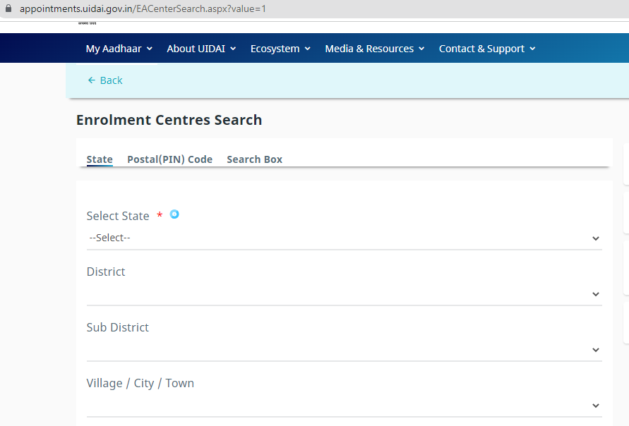 Search by State, Select the Name of your State, District, Sub-district and City