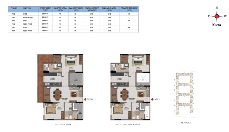 2 BHK 2T Phase 1 2 And 3 1st Floor And 2nd 16th Floor Type 2