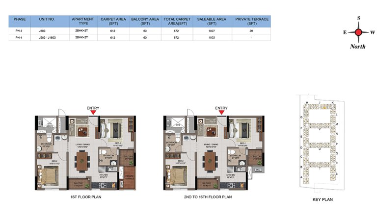 2 BHK 2T Phase 4 1st Floor And 2nd 16th Floor Type 7