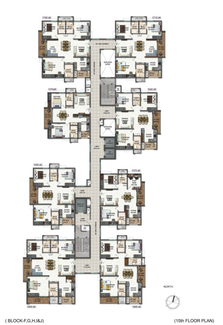 Block FGHI_J 15th Floor Plan