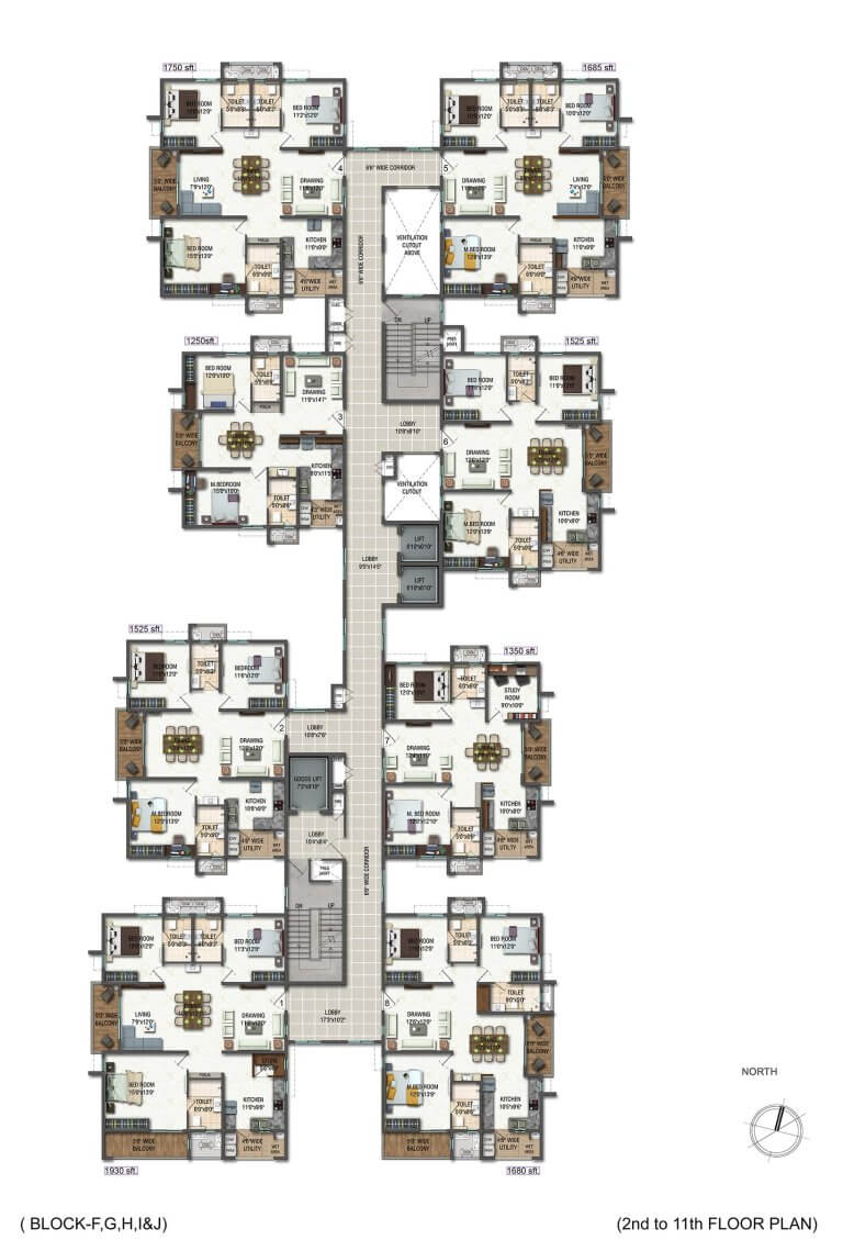 Block FGHI_J Typical Floor Plan