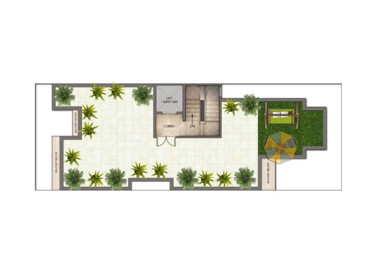 Type A 3bhk Terrace Plan