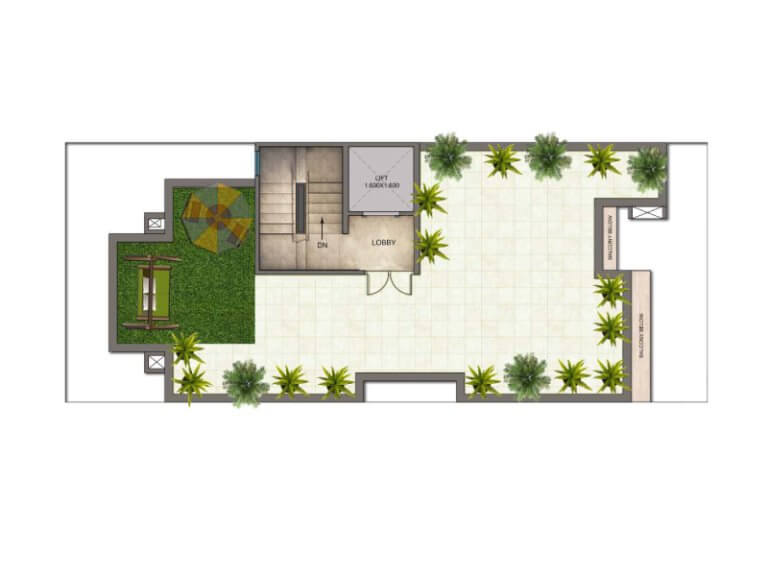 Type B 2bhk Terrace Plan