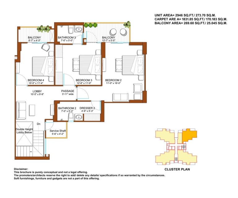 Duplex Upper Floor Unit Plan